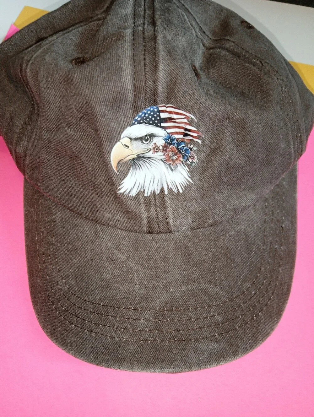 Vintage-Style Gray Baseball Cap with Embroidered Eagle, Texas Coasters And Sign